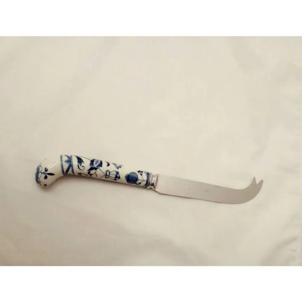 Regency Sheffield England porcelain, prill, blue onion cheese knife